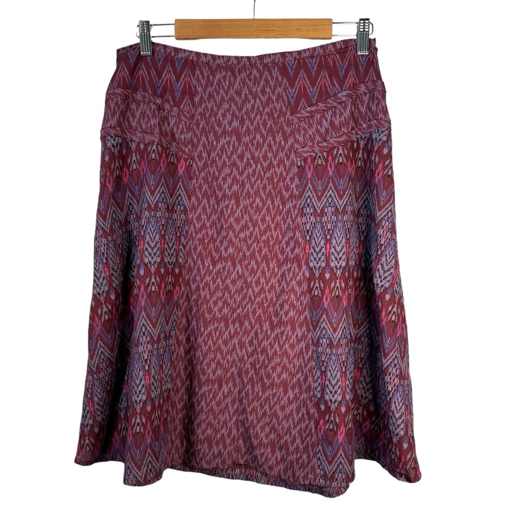 PrAna Purple Isadora Ikat Print Skirt Size 6 A-Line Knee Length Boho Festival